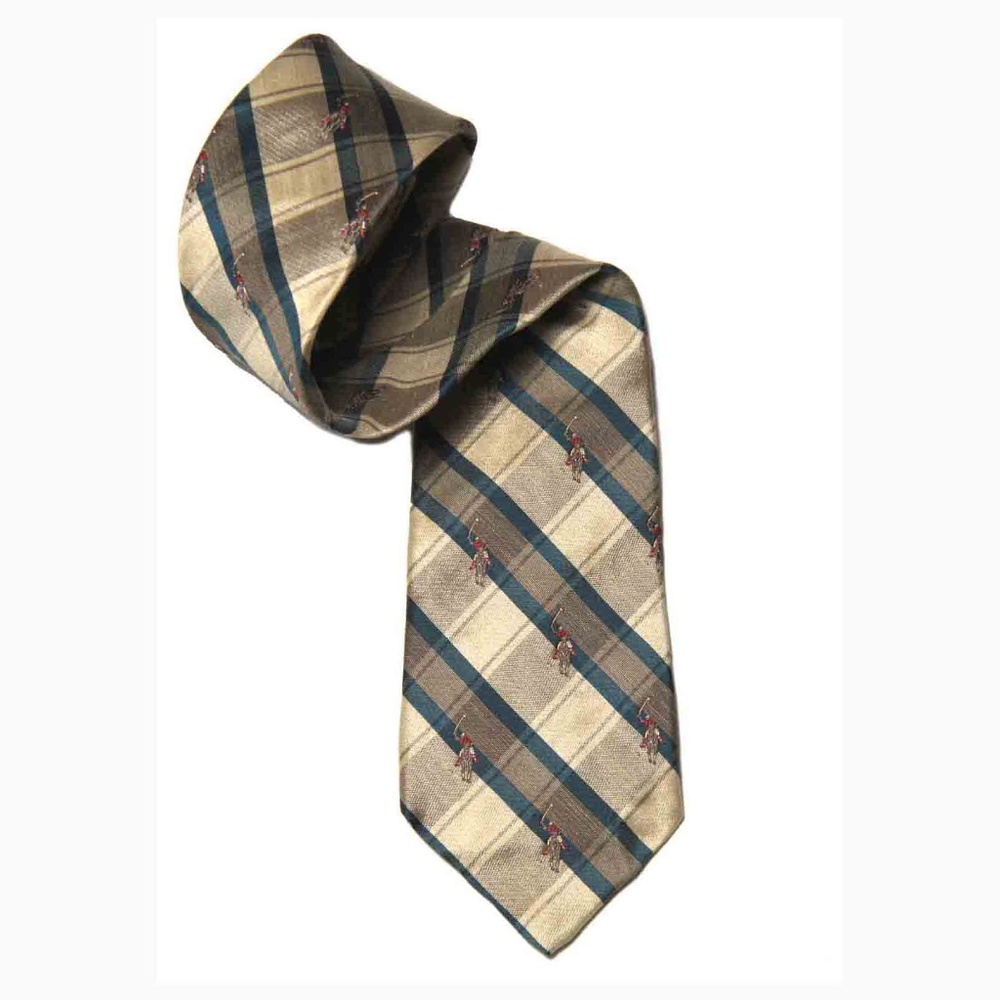 Vintage Briar Tie Polo Players Plaid Men's